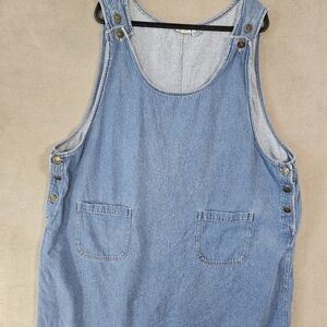 Vintage Hunters Run Womens XXL Jean Jumper Dress Overalls Blue Pockets Denim
